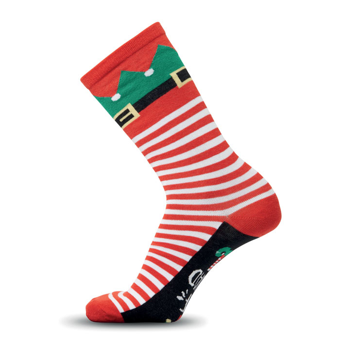 Paire de chaussettes de Noël personnalisée L Soc Large Blanc / Rouge